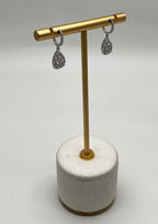 Pear Teardrop Shape Pave Hidden Halo Cluster Set 14K White Gold Dangle Earrings
