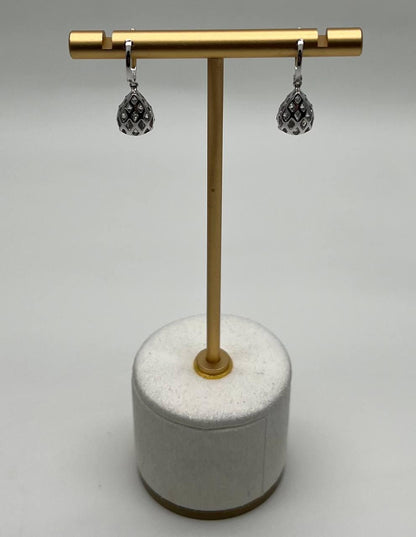 Pear Teardrop Shape Pave Hidden Halo Cluster Set 14K White Gold Dangle Earrings