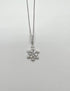 Diamond Snowflake Floral Flower Symbol Motif 14K White Gold Pendant Chain Neckla