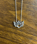 Heart Angle Wings Star Diamond Halo Set 18K White Gold Chain Pendant Necklace
