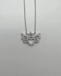 Heart Angle Wings Star Diamond Halo Set 18K White Gold Chain Pendant Necklace