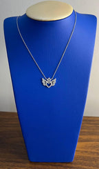 Heart Angle Wings Star Diamond Halo Set 18K White Gold Chain Pendant Necklace