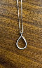 Pear Teardrop Shape Egg Diamonds Halo Motif 18K White Gold Pendant Necklace