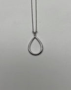 Pear Teardrop Shape Egg Diamonds Halo Motif 18K White Gold Pendant Necklace