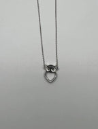 Owl Bird Heart Symbol Diamonds Halo Motif 18K White Gold Pendant Chain Necklace