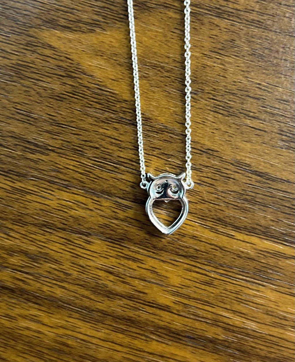 Owl Bird Heart Symbol Diamonds Halo Motif 18K White Gold Pendant Chain Necklace