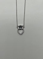 Owl Bird Heart Symbol Diamonds Halo Motif 18K White Gold Pendant Chain Necklace