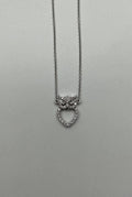 Owl Bird Heart Symbol Diamonds Halo Motif 18K White Gold Pendant Chain Necklace