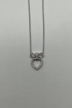 Owl Bird Heart Symbol Diamonds Halo Motif 18K White Gold Pendant Chain Necklace