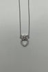 Owl Bird Heart Symbol Diamonds Halo Motif 18K White Gold Pendant Chain Necklace