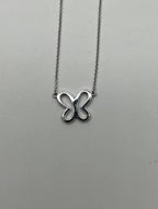 Butterfly Set Diamonds Halo Motif 18K Karat White Gold Pendant Chain Necklace