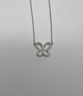 Butterfly Set Diamonds Halo Motif 18K Karat White Gold Pendant Chain Necklace