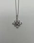 Diamond Snowflake Floral Flower Symbol Motif White Gold Pendant Chain Necklace