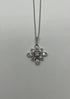 Diamond Snowflake Floral Flower Symbol Motif White Gold Pendant Chain Necklace