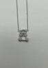 Teddy Bear Set Pave Diamonds Motif 18K Karat White Gold Pendant Chain Necklace