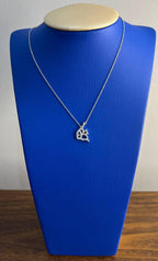 Fish Symbol Diamond Halo Set 18K White Gold Chain Pendant Necklace