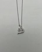 Fish Symbol Diamond Halo Set 18K White Gold Chain Pendant Necklace