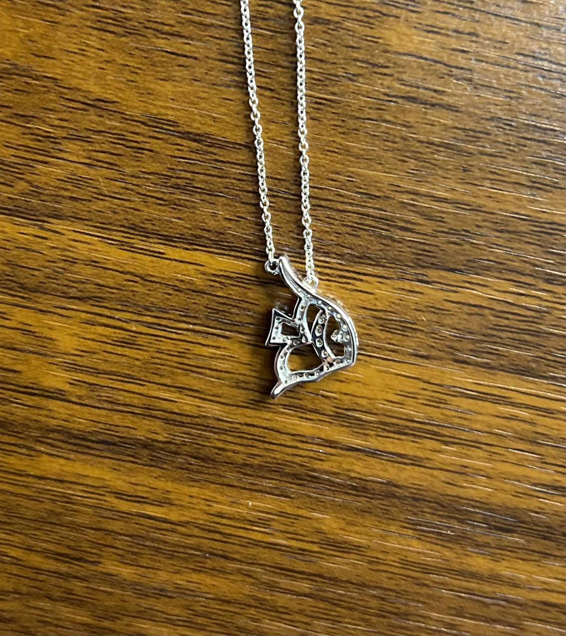 Fish Symbol Diamond Halo Set 18K White Gold Chain Pendant Necklace