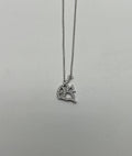 Fish Symbol Diamond Halo Set 18K White Gold Chain Pendant Necklace