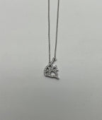 Fish Symbol Diamond Halo Set 18K White Gold Chain Pendant Necklace