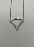 Diamond Halo Set Triangle Symbol Motif 18K White Gold Pendant Chain Necklace