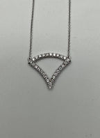 Diamond Halo Set Triangle Symbol Motif 18K White Gold Pendant Chain Necklace