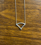 Diamond Halo Set Triangle Symbol Motif 18K White Gold Pendant Chain Necklace