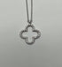 Quatrefoil Lucky Alhambra Clover Diamonds Halo Motif White Gold Pendant Necklace
