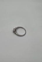 Diamonds Pave Set Cluster Halo Three Stone 14K White Gold Statement Ring
