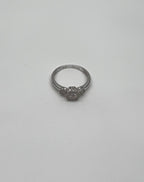 Diamonds Pave Set Cluster Halo Three Stone 14K White Gold Statement Ring