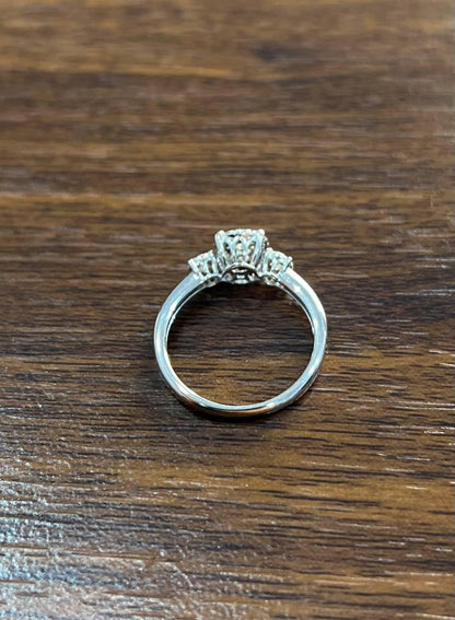 Diamonds Pave Set Cluster Halo Three Stone 14K White Gold Statement Ring
