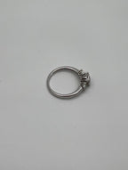 Diamonds Pave Set Cluster Halo Three Stone 14K White Gold Statement Ring