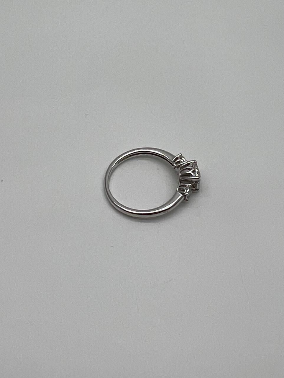 Diamonds Pave Set Cluster Halo Three Stone 14K White Gold Statement Ring