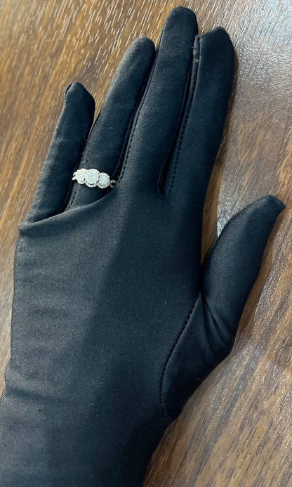 Diamonds Pave Set Round Cluster Halo Set White Gold Statement Three Stone Ring