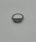 Diamonds Pave Set Round Cluster Halo 14K White Gold Statement Three Stone Ring