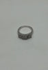 Diamonds Pave Set Cluster Square Halo Three Stone 14K White Gold Statement Ring