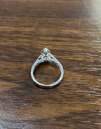 Diamonds Pear Teardrop Pave Set Cluster Halo 14K White Gold Statement Ring