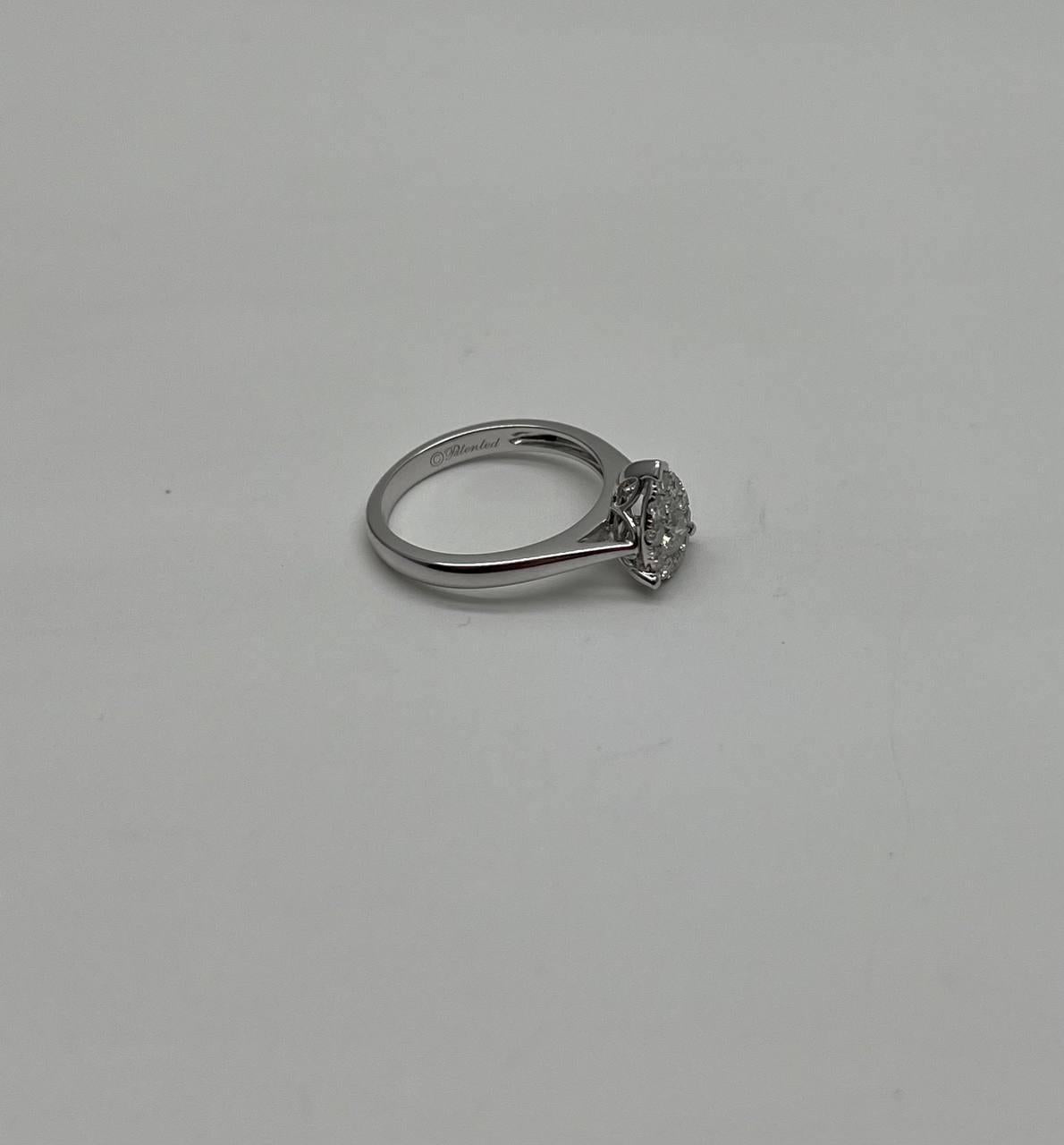 Diamonds Pear Teardrop Pave Set Cluster Halo 14K White Gold Statement Ring