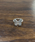 Butterfly Set Diamonds Halo Motif 18K Karat White Gold Animal Statement Ring