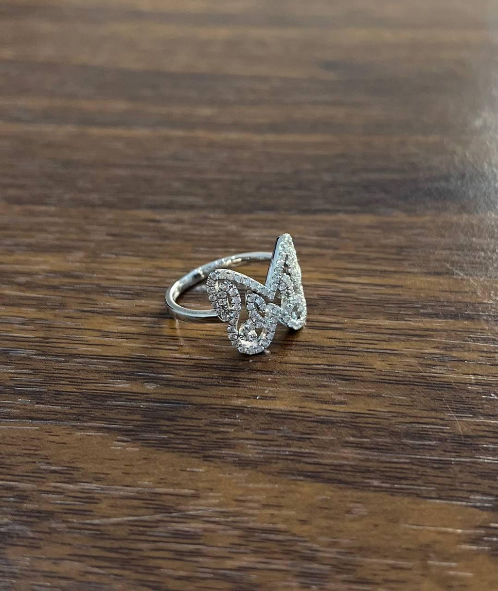 Butterfly Set Diamonds Halo Motif 18K Karat White Gold Animal Statement Ring