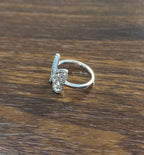 Butterfly Set Diamonds Halo Motif 18K Karat White Gold Animal Statement Ring