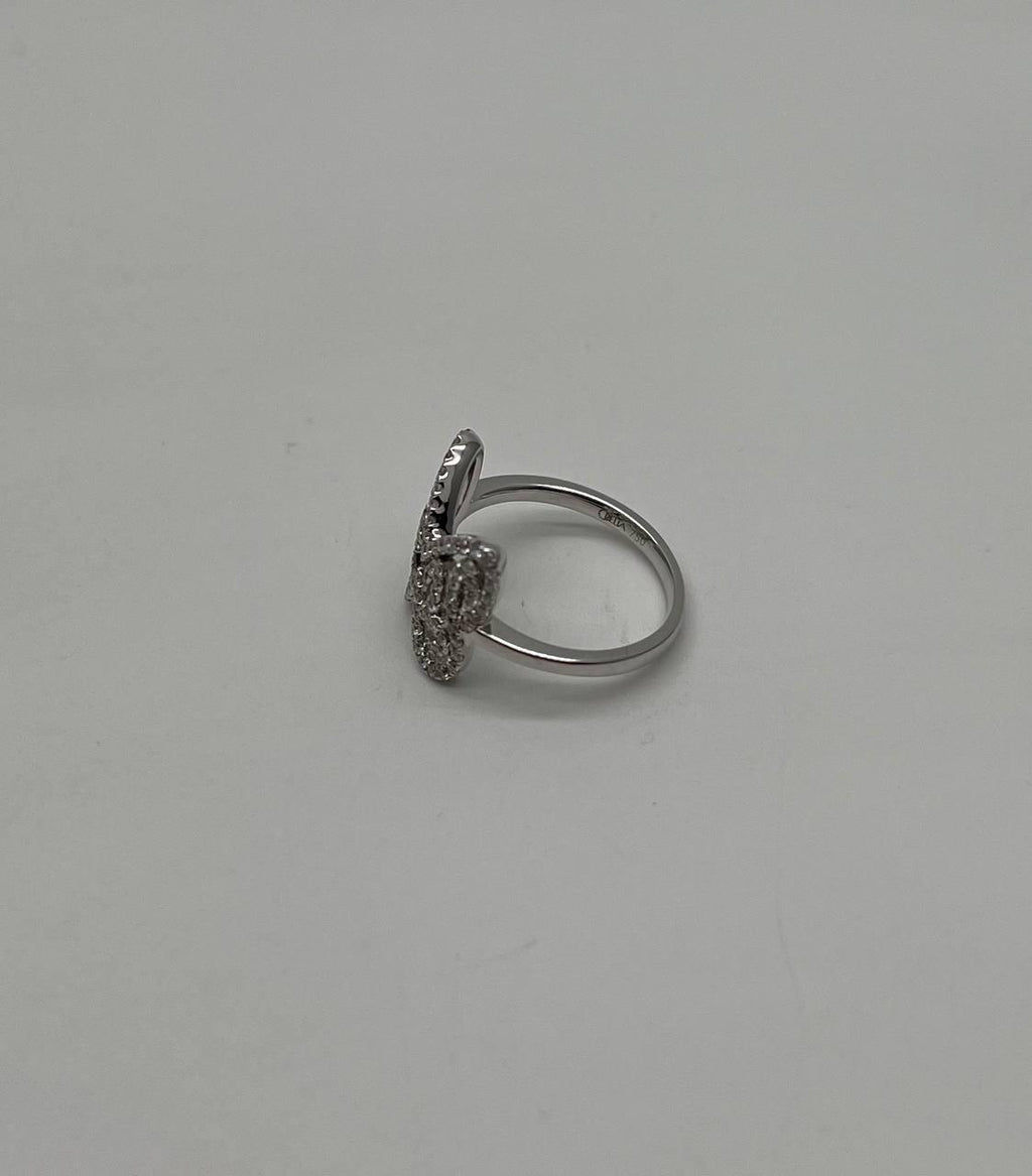 Butterfly Set Diamonds Halo Motif 18K Karat White Gold Animal Statement Ring