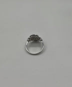 Diamond Pave Halo Set Symbol Motif Art Deco 14K White Gold Statement Ring