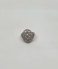 Diamonds Scroll Symbol Motifs Emblem Halo Set 18K White Gold Statement Ring