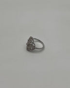 Diamonds Scroll Symbol Motifs Emblem Halo Set 18K White Gold Statement Ring