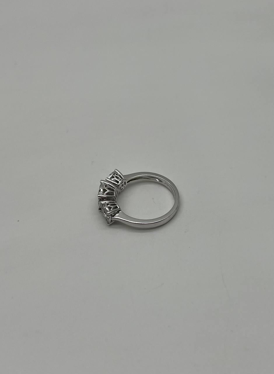 Diamonds Pave Set Round Cluster Halo 14K White Gold Statement Three Stone Ring