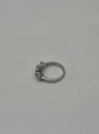Diamonds Pave Set Round Cluster Halo 14K White Gold Statement Three Stone Ring