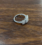 Diamonds Pave Set Round Cluster Halo 14K White Gold Statement Three Stone Ring