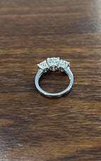 Diamonds Pave Set Round Cluster Halo 14K White Gold Statement Three Stone Ring