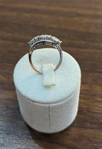 Diamonds Pave Set Round Cluster Halo 14K White Gold Statement Three Stone Ring
